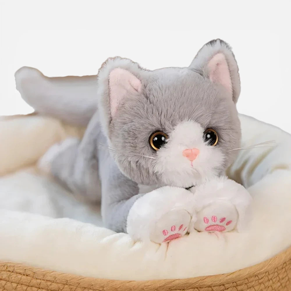 Peluche Chat Simulation Couchée